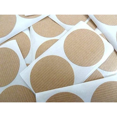 Image of Mini Sticker Pack, Light Brown, Kraft Stickers, 50mm Circular, Round Self Adhesive Labels