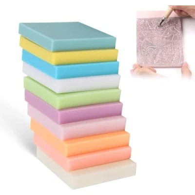 Image of Rubber Stamp Carving Blocks, Color Brick Engraving Making Soft Blocks Dedicated Carved Block DIY Crafts Project Accessories for Beginners and Professional Art Printmaking, Printing 10Pcs