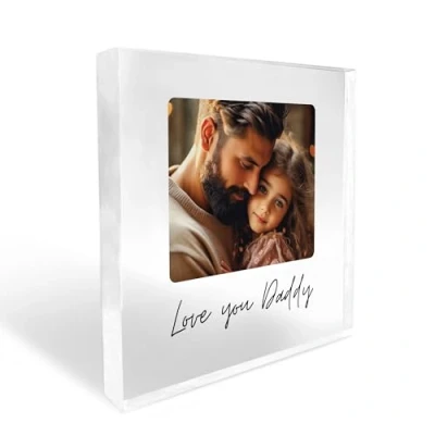 Image of Red Ocean Fathers Day Birthday Gift For Daddy Love You Plaque Personalised Photo Block Gifts From Daughter Son Dad Keepsake
