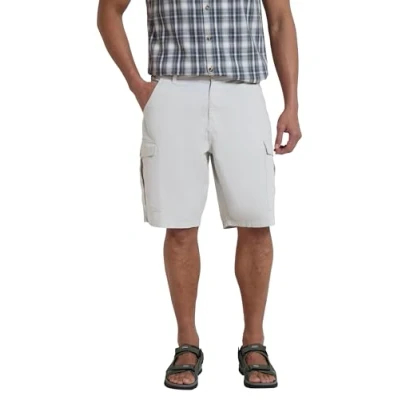 Image of Mountain Warehouse Lakeside Mens Shorts 100% Durable Twill Cotton Cargo Shorts, 6 Pockets for Walking, Running, Hiking &amp; Camping Off White Men&#039;s W42