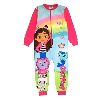 Image of Gabby&#039;s Dollhouse Girls Onesie, Sleepsuit, All in One Pyjamas, Pink, Age 4 5 Years