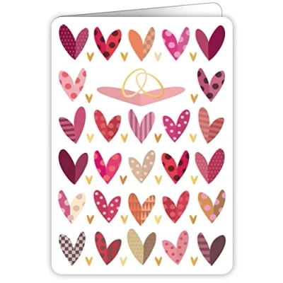 Image of Quire Colourround Card Wedding Rings Hearts,Multicoloured,115x163mm