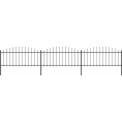 Image of vidaXL Garden Fence with Spear Top Steel (0.5 0.75)x5.1 m Black