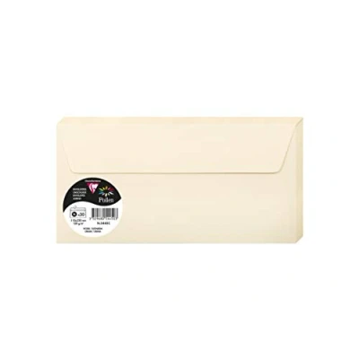 Image of Clairefontaine Ref 5445C Pollen Adhesive Envelopes (Pack of 20) DL Sized, 120gsm Paper, Printer Compatible, Acid Free, Strip for Easy Seal Cream Pack 20