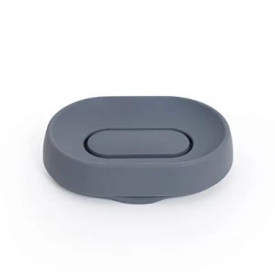Image of Bosign Silicone Soap Dish. Hidden draining keeps Bar extra dry, Sustainable Holder for Kitchen, Bathroom. Solid &amp; Steady in Silicone. Oval, Graphite Gray (14x10x3,5 cm)