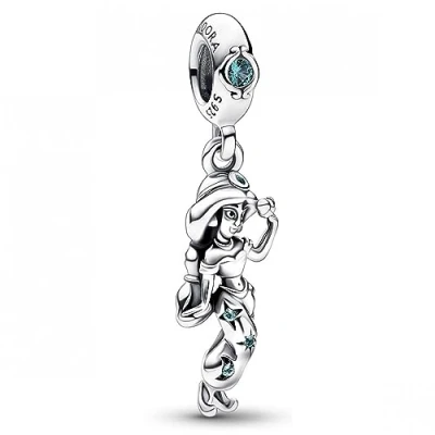Image of PANDORA Disney Aladdin Princess Jasmine Sterling Silver Charm Pendant x Collection Compatible Moments Bracelets 792343C01, one size, Silver, Crystal