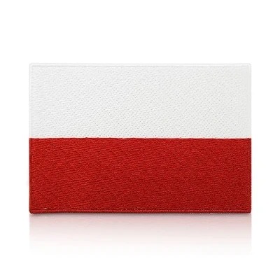 Image of Finally Home Poland flag patch for iron on 7.5 x 5 cm patches Polish