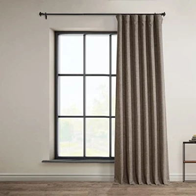 Image of HPD Half Price Drapes Faux Linen Textured Room Darkening Curtains for Bedroom 84 Inches Long (1 Panel), 50W X 84L Living Home Decor, Dutch Cocoa