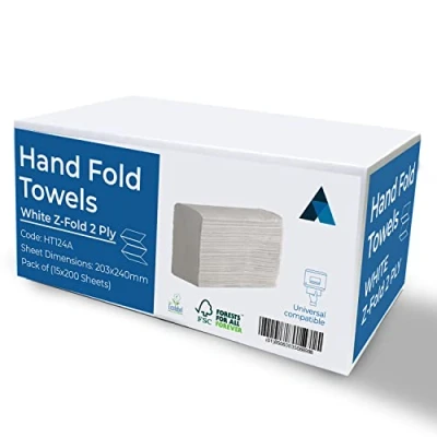 Image of Z Fold Hand Towels, White 3000 Sheets 2 Ply Multifold Paper Extra Strong and Super Absorbent