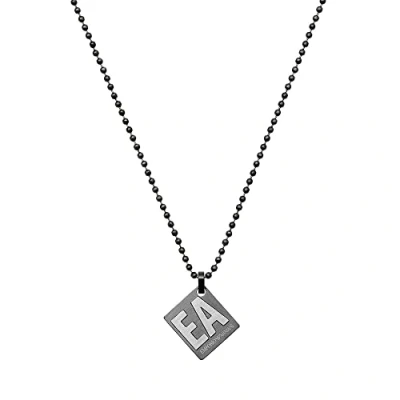 Image of Emporio Armani Necklace for Men Essential, Length: 525mm / Size pendant: 18mm x 16mm 2mm Gunmetal Stainless Steel Necklace, EGS2754060