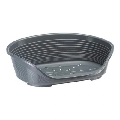 Image of FERPLAST Dog Bed Plastic Large 100% Recycled Washable Basket Breathable &amp; Antislip Siesta Deluxe 84 x 55 h 28,5 CM, XL, DARK GREY