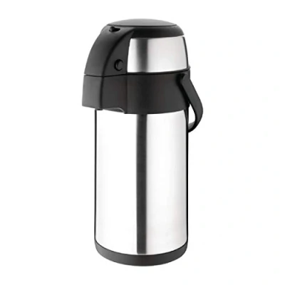 Image of Genware 3LAP_PA (1).3 Insulated Hot and Cold Coffee/Tea Airpot Flask Beverage Pump Dispenser, Stainless Steel, 3L