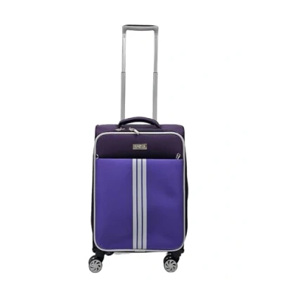 Image of Soft Case Suitcase 4 Wheels Cabin Check in Hand Luggage Trolley Set Purple S