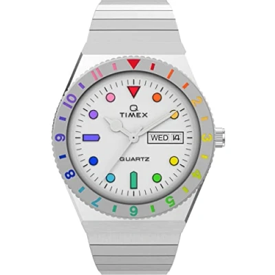Image of Timex Women&#039;s Q 36 mm Watch Silver Tone Stainless Steel Expansion Band Dial Case TW2V66000