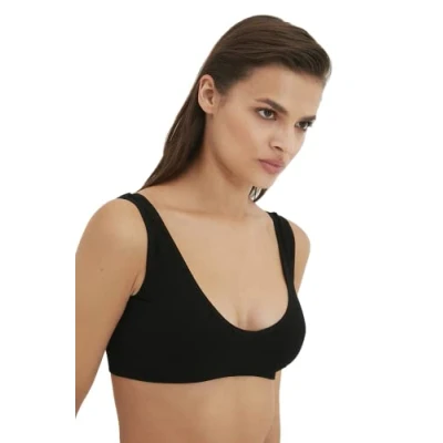 Image of Trendyol Women&#039;s Underwear Bralette Crew Neck Knit Bra, Black, S