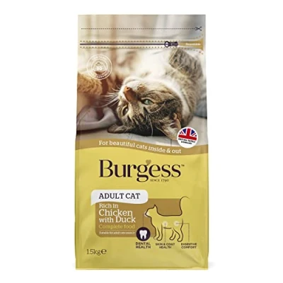 Image of Burgess Adult Cat Food British Chicken and Duck 1.5kg (pack of 2)