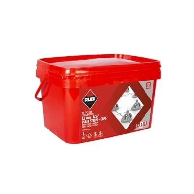 Image of Rubi Kit Cyclone Level System Consists of 300 Clips 1,5 mm and 100 Reusable Caps Tile Leveling for Formats from 30x30 cm (12x12) or Bigger Stone