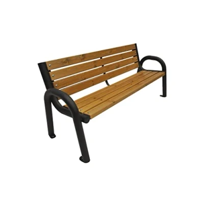 Image of PRIMARIO GRANDE Garden Bench Furniture Powder Coated Steel &amp; Wood Slats Outdoor 350kg Load Capacity Weather Resistant (Primario Light Oak, 100cm Seat Length, CE)