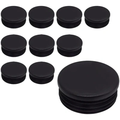 Image of SKIR&#039;CO (10 pcs) Round Tube Inserts 60 mm, Fence Post Plugs, Black Plastic End Caps, Pipe RAL 9005