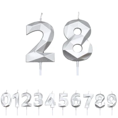 Image of FUZVOL Birthday Candles, Number 28 Candle, Silver Candle for Cake, Happy Cake Candles Topper Decorations