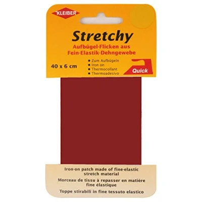 Image of Kleiber Iron On Elasticated Clothing Repair Tape, 40cm x 6cm, Dark Red
