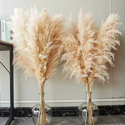 Image of Bannifll 40 inch Natural Pampas Grass Decor Tall with 10 Stems. Perfect for Weddings, Parties, Farmhouse, and Boho Home Decor.