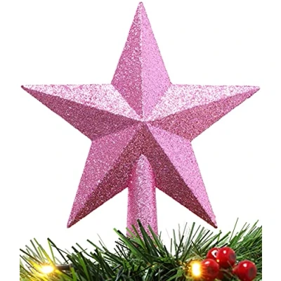 Image of Christmas Concepts® 20cm Glitter Tree Top Star Decoration Topper (Baby Pink)