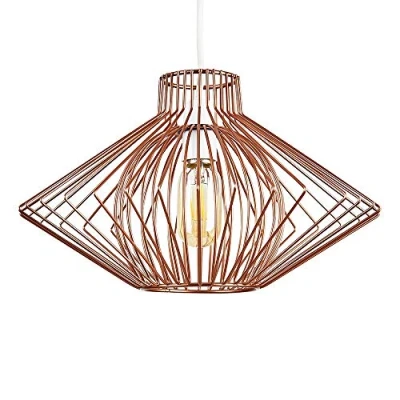 Image of MiniSun Disperse Geometric Design Copper Wire Basket Cage Ceiling Pendant Light Shade