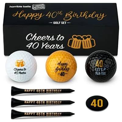 Image of Horrible Balls Golf Birthday Gift Sets 40th 50th 60th 70th Perfect Novelty Golfing Present For Him or Her (40th Birthday)
