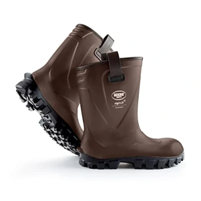 Image of Semi high Safety Boots for Men and Women with Steel Toecap Sole, Non Slip, Agriculture Industry, up to 30 Degrees, Resistant Oil Chemicals, Brown, UK 10.5 Mens Size