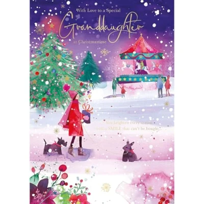 Image of Words N Wishes Special Granddaughter Christmas Card Snowy Walk with Foil Finish Eco Friendly