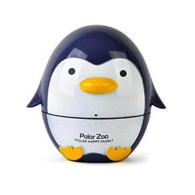 Image of Belons Penguin Timer Manual Animal Mechanical Kitchen 60 Minutes Countdown Cooking Alarm, Bluish violet