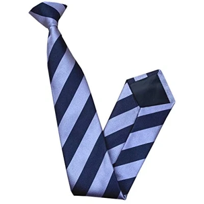 Image of Men&#039;s 100% Silk Navy &amp; Lilac Striped Clip On Neck Tie