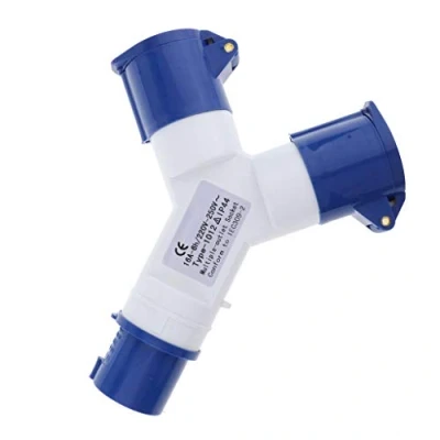 Image of POFET 16A Plug Socket 2 Way Splitter 220V 3 Pin Waterproof Electrical Connector