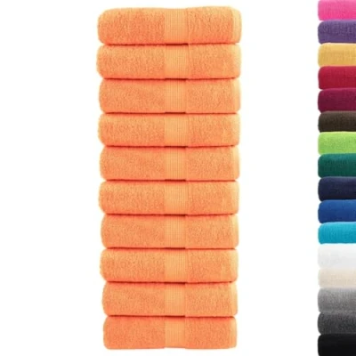 Image of vidaXL 10 pcs Orange Guest Towels 600 gsm 100% Cotton, 30x50 cm, Multipurpose &amp; Fade Resistant, OEKO TEX Certified
