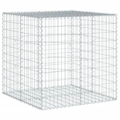 Image of vidaXL Gabion Basket Raised Bed Cage Galvanized Iron 100x100x100 cm Silver Tool Free Assembly Outdoor Garden Use