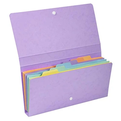 Image of Exacompta Ref 58660E Aquarel Collection Multipart Pocket Organiser 26 x 13cm, Ideal for Receipts, 6 Tabbed Sections, Holds up to 120 Sheets Assorted Colours