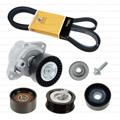 Image of Drive Belt Kit with Tensioner &amp; Idler Pulleys OEM for Mercedes C63 E63 ML63 AMG