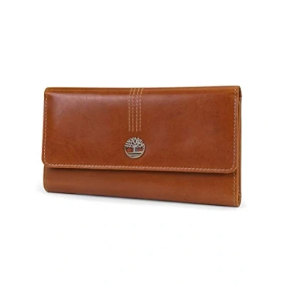 Image of Timberland womens Leather Rfid Flap Cluth Organizer Wallet, Cognac (Buff Apache), One Size UK