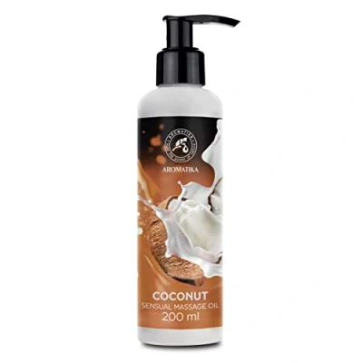 Image of Coconut Sensual Massage Oil for Couple 200 ml Edible &amp; Kissable Blend of Almond and Grapeseed Oils Body Him Her Couples Romantic Gift Relaxing