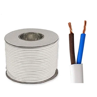 Image of K M Electronics® 2 CORE Flat Mains Cable Wire Flex White 0.75MM 6A 6 AMP Priced PER Meter
