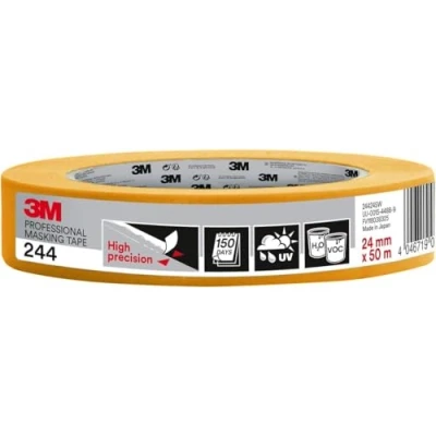 Image of 3M Professional Masking Tape 244, Universal Surfaces, Painters 1 Roll 24 mm x 50 m High Precision, UV and Water Resistant, For Indoor &amp; Outdoor