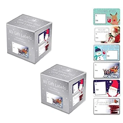 Image of 1ABOVE Christmas Collection Adhesive Label Pack of 160 Labels (Silver FOIL)
