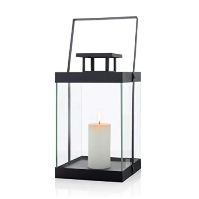 Image of blomus FINCA 63687 Lantern M Powder Coated Metal Exclusive Look Modern Home Accessory Atmosphere Indoor Use (H x W D): 36.5 21 cm Black