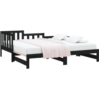 Image of vidaXL Pull out Day Bed without Mattress Black 2x(90x190) cm