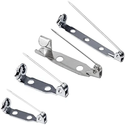 Image of CENPEK 100 Pcs Silver Bar Pins, Back Clasp Brooch Secure Pin Backs Safety Pins with 3 Holes for Crafts, Stationary, Bandages, Sewing, Dressmaking, Sliver(20mm, 25mm, 30mm, 35mm)