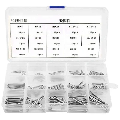 Image of 150Pcs Cotter Pins,304 Stainless Steel 15 Kinds Split M1 M3 Pins Assorted Kit Fasteners or Cars, Campers and Garden Equipment