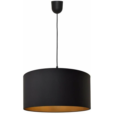 Image of Alba Cylindrical Pendant Ceiling Light Black, Gold 40cm