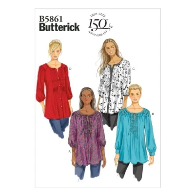 Image of Butterick Patterns B5861 Size RR 18W 20W 22W 24W Misses&#039;/ Women&#039;s Tunic, Pack of 1, White