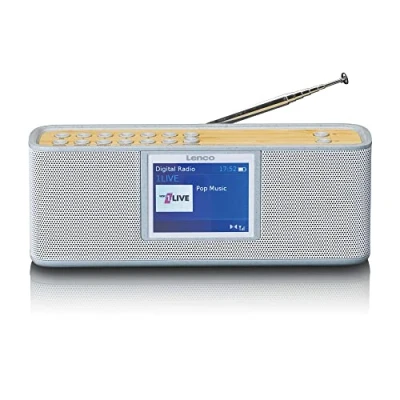 Image of Lenco PDR 046GY Portable DAB+ Radio with Bluetooth® PPL FM 5 Memory Buttons Clock Integrated Battery Grey